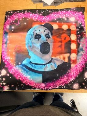 Art the Clown Graphic Pillow Cover in Pink & Black